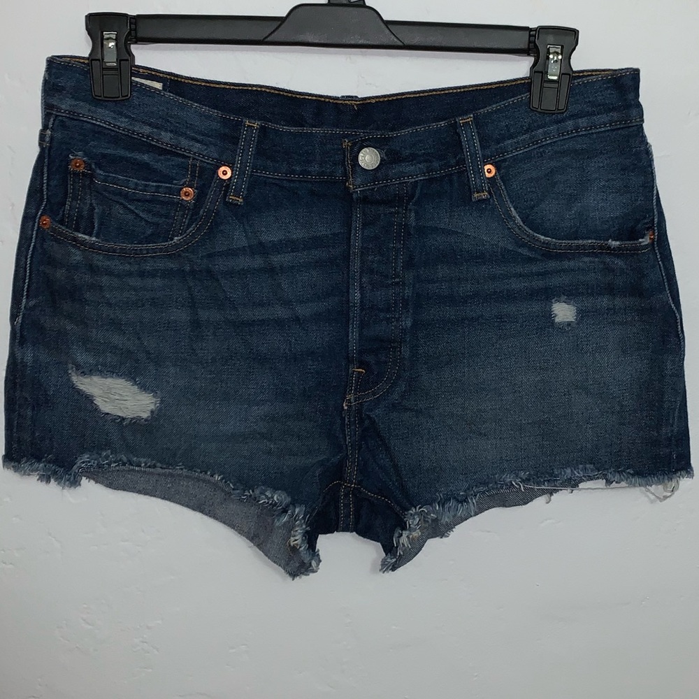 Blue Destroyed Levi’s 501 Shorts